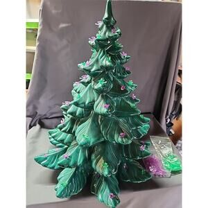 Vintage 1978 Atlantic Mold Ceramic 19" Christmas Tree Only 2 Piece No Base READ